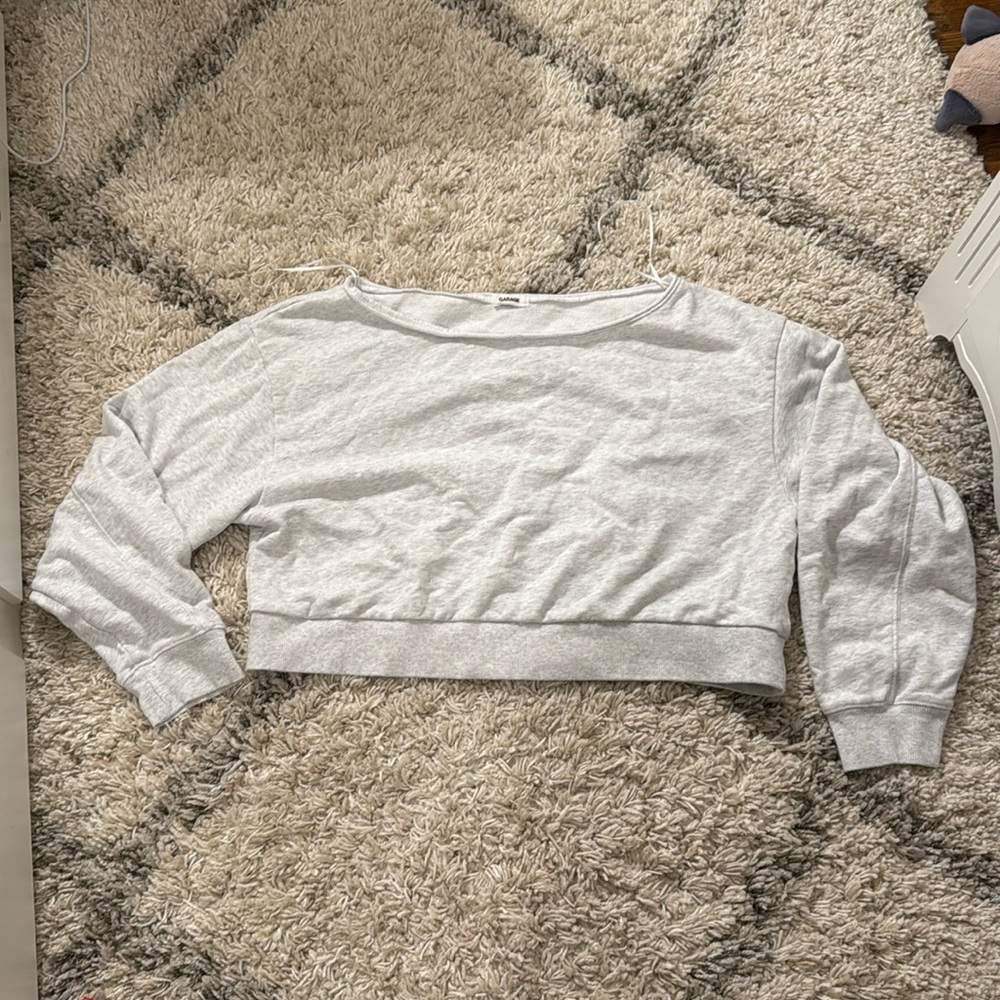 garage off the shoulder crop sweatshirt